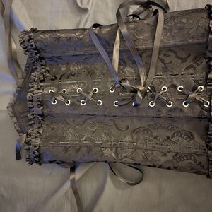 Chic Black Satin Lace-Up Corset